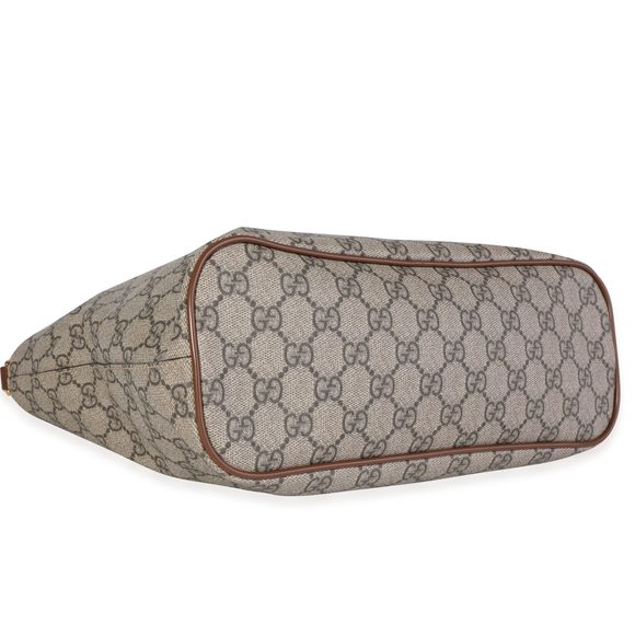 Gucci Brown Leather & GG Supreme Convertible Tote - Picture 5 of 7